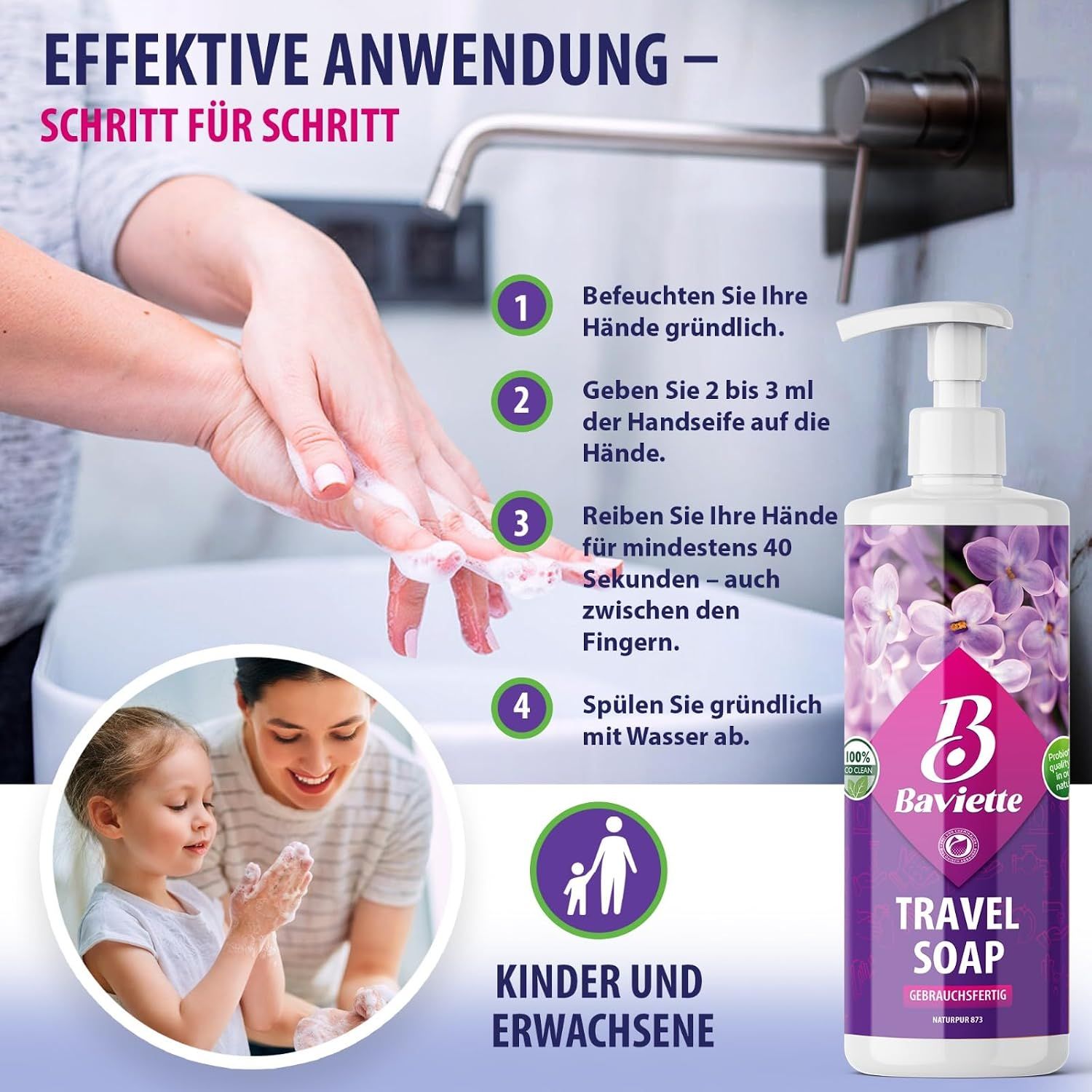Baviette All-in-One Eco Travel Soap – Biologische Mikroorganismen-Seife für Camping & Reisen