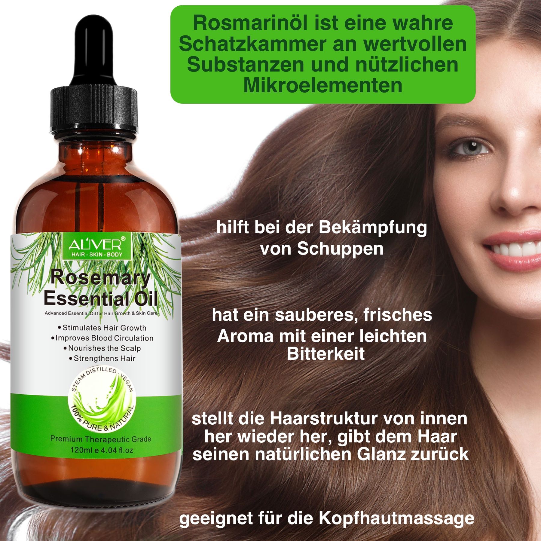 Aliver Haaröl Rosmarinöl für Haarwachstum