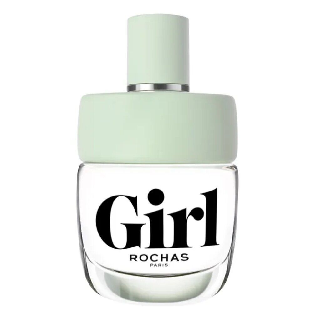 Glasflakon mit hellgrünem Verschluss. Aufschrift "Girl" und "Rochas" darunter.