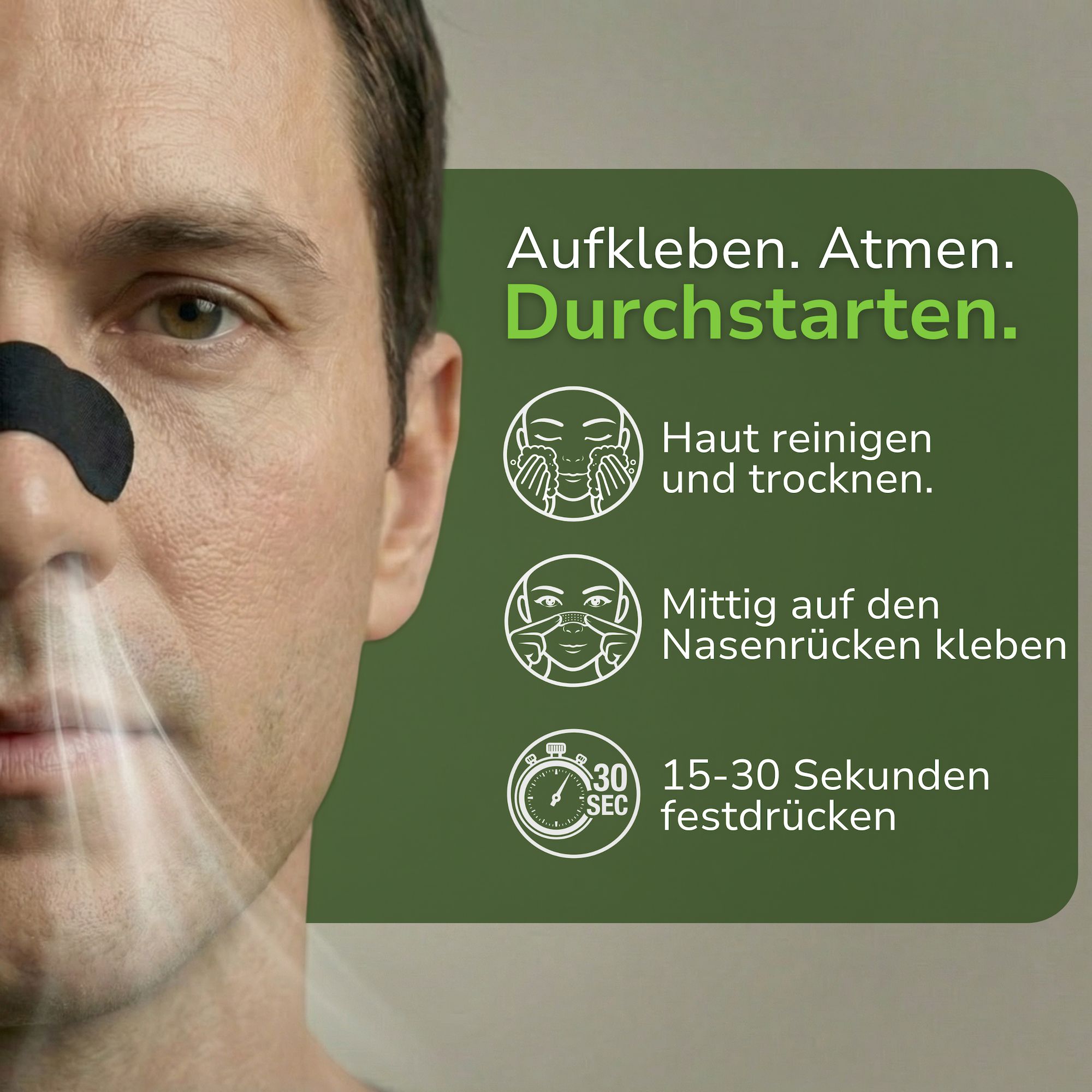 Health Press Nasenpflaster Schwarz Abgerundet - Nasenstrips