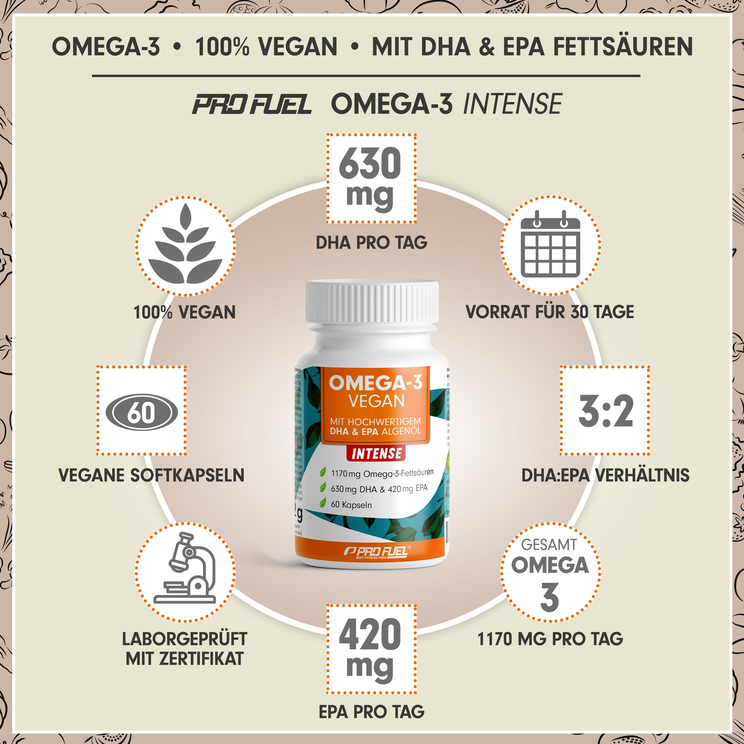 ProFuel - Omega-3 Vegan FORTE DHA + EPA - optimal hochdosiert & vegan