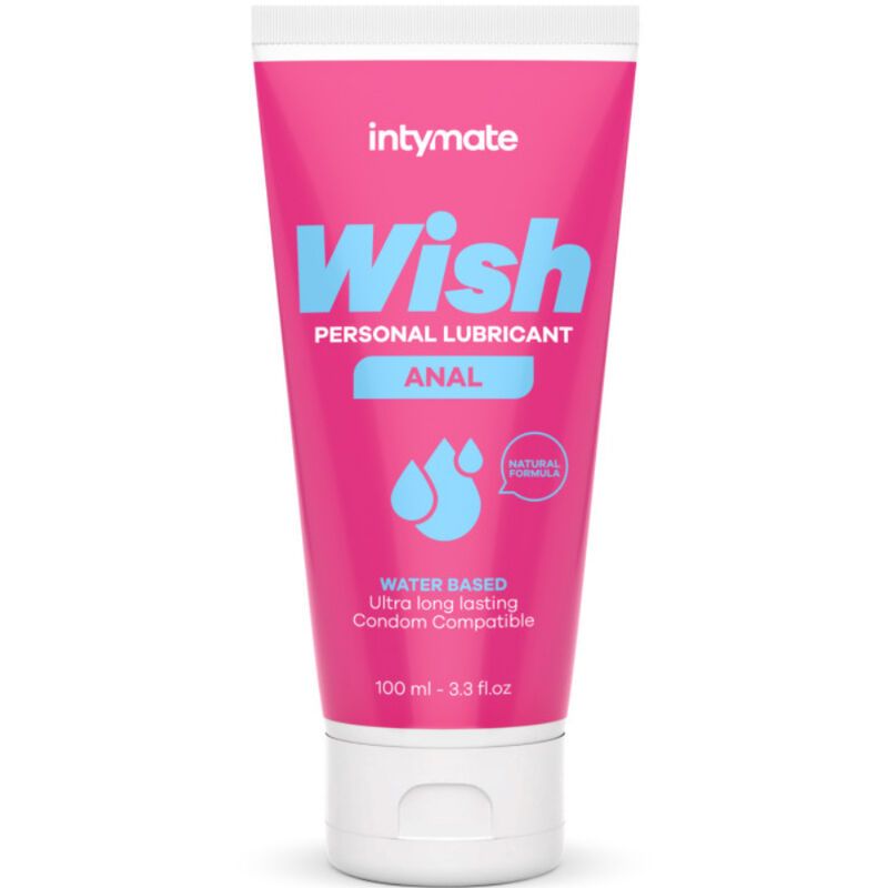 Rosa Tube mit Produktnamen "Wish Anal" und "Personal Lubricant". Enthält 100 ml. Wasserbasiert, kondomverträglich.