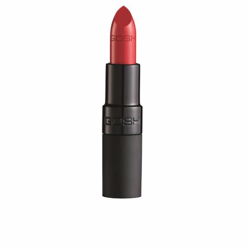 Roter Lippenstift, schwarze Hülse, Marke Gosh. Matt Classic Red.
