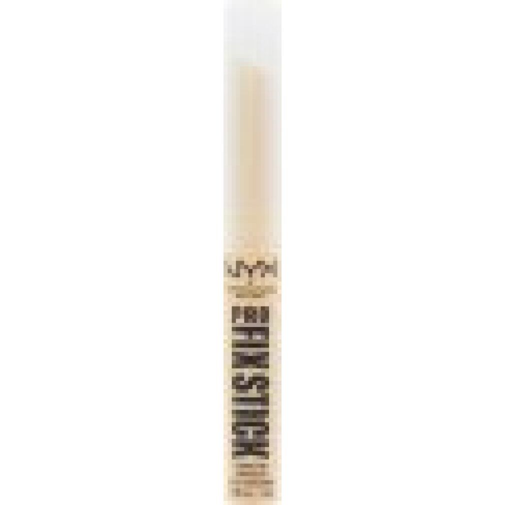 NYX Pro Fix Stick Corrector. Beige Stift mit transparentem Deckel. Produktname und Details in Schwarz aufgedruckt.
