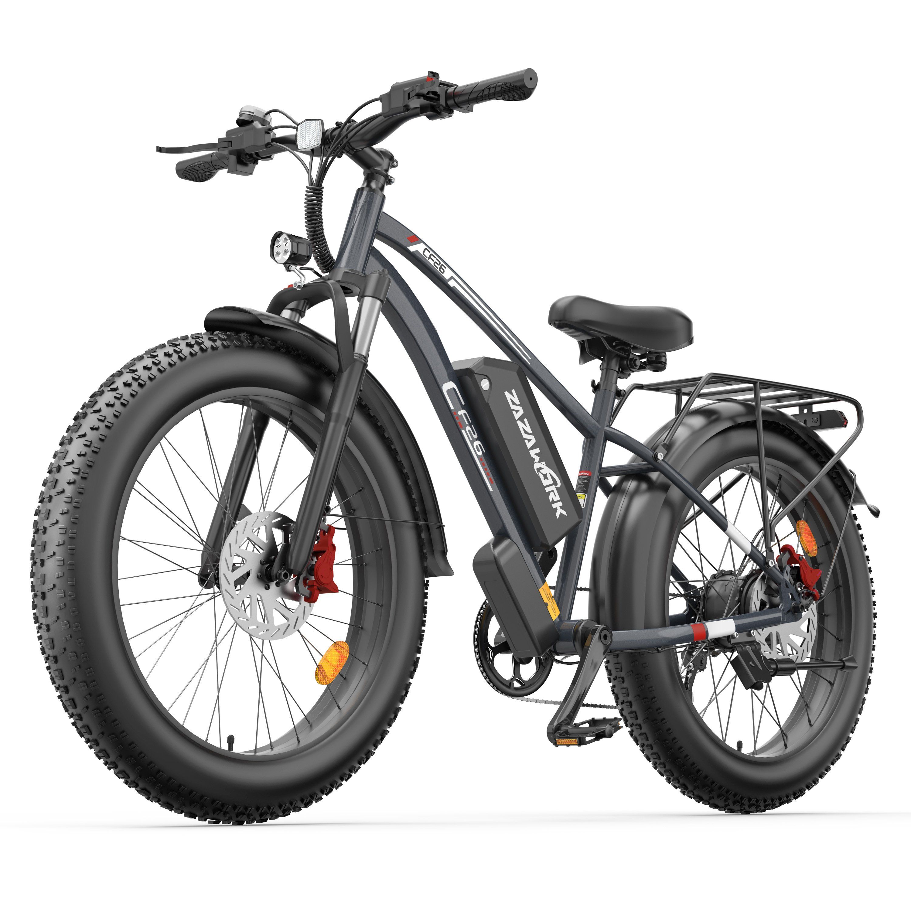 ZAZAWORK CF26 E-Bike für Erwachsene, 48V 20Ah Akku, hydraulische Scheibenbremsen