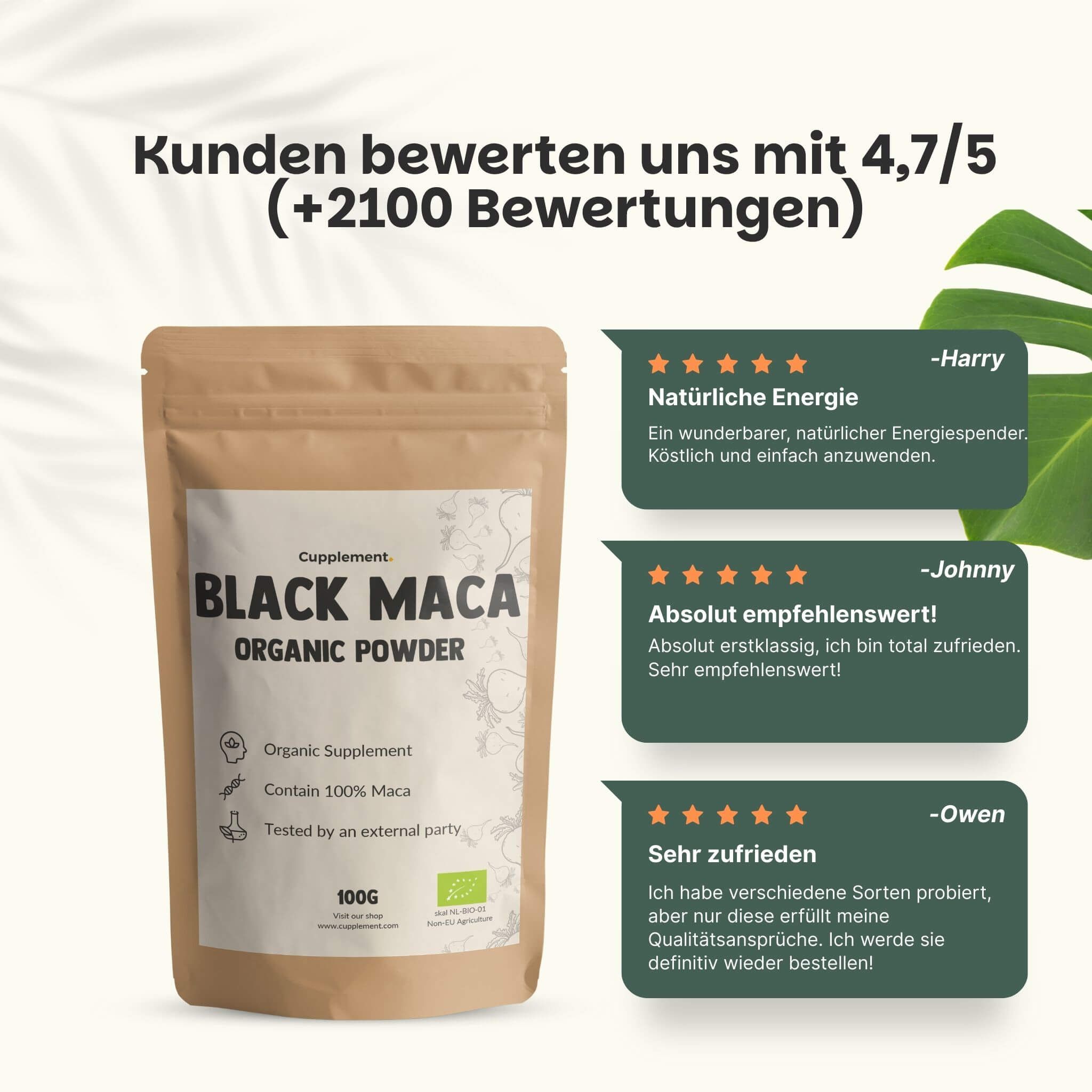 Kundenbewertungen: 4,7/5 Sterne. Zitate: Natürliche Energie, Absolut empfehlenswert!, Sehr zufrieden.