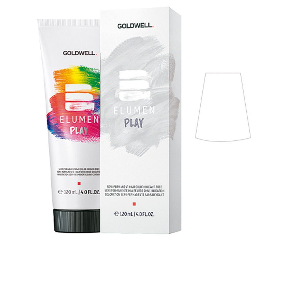Goldwell ELUMEN PLAY Haarfarbe, Tube und Verpackung. Farbverlauf, Schriftzug, 120 ml.