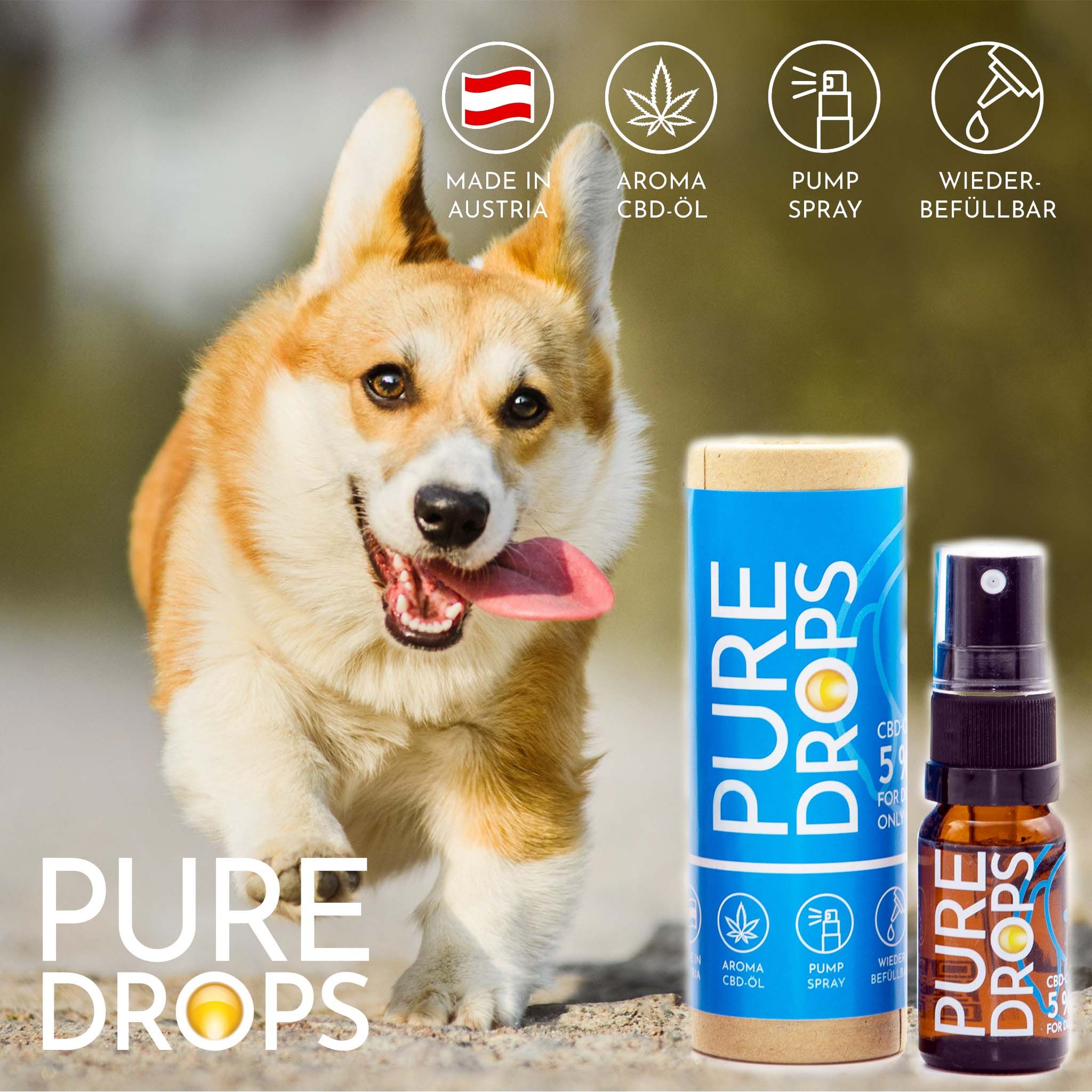 PURE DROPS CBD ÖL für Tiere Bundle 2+1 Gratis CBD Vollspektrum aus Österreich Naturextrakt