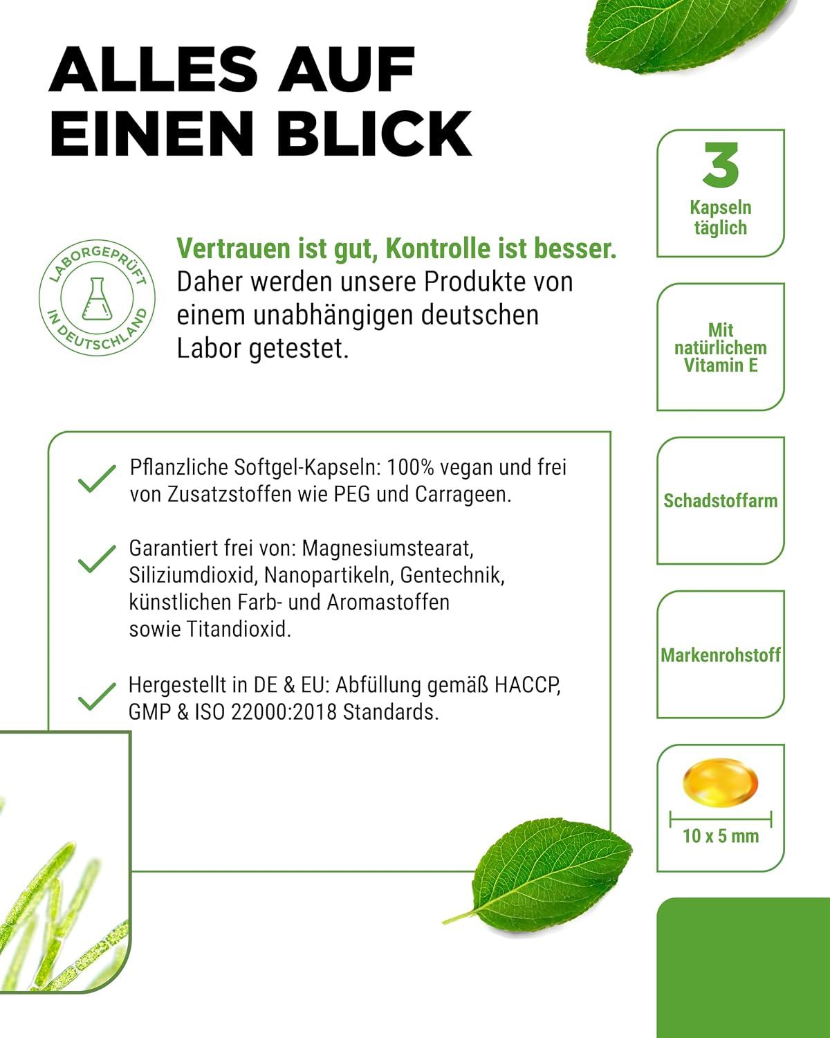 Vit4ever veganes Omega 3: Laborgeprüfte Qualität, 100% vegane Softgel-Kapseln.
