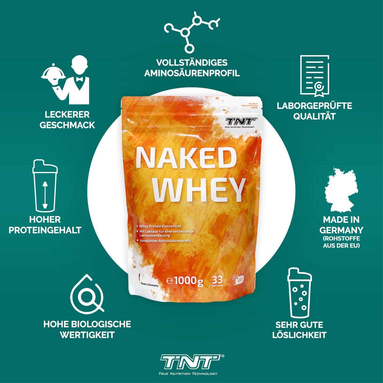 TNT Naked Whey - Molkenproteinkonzentrat mit Laktase