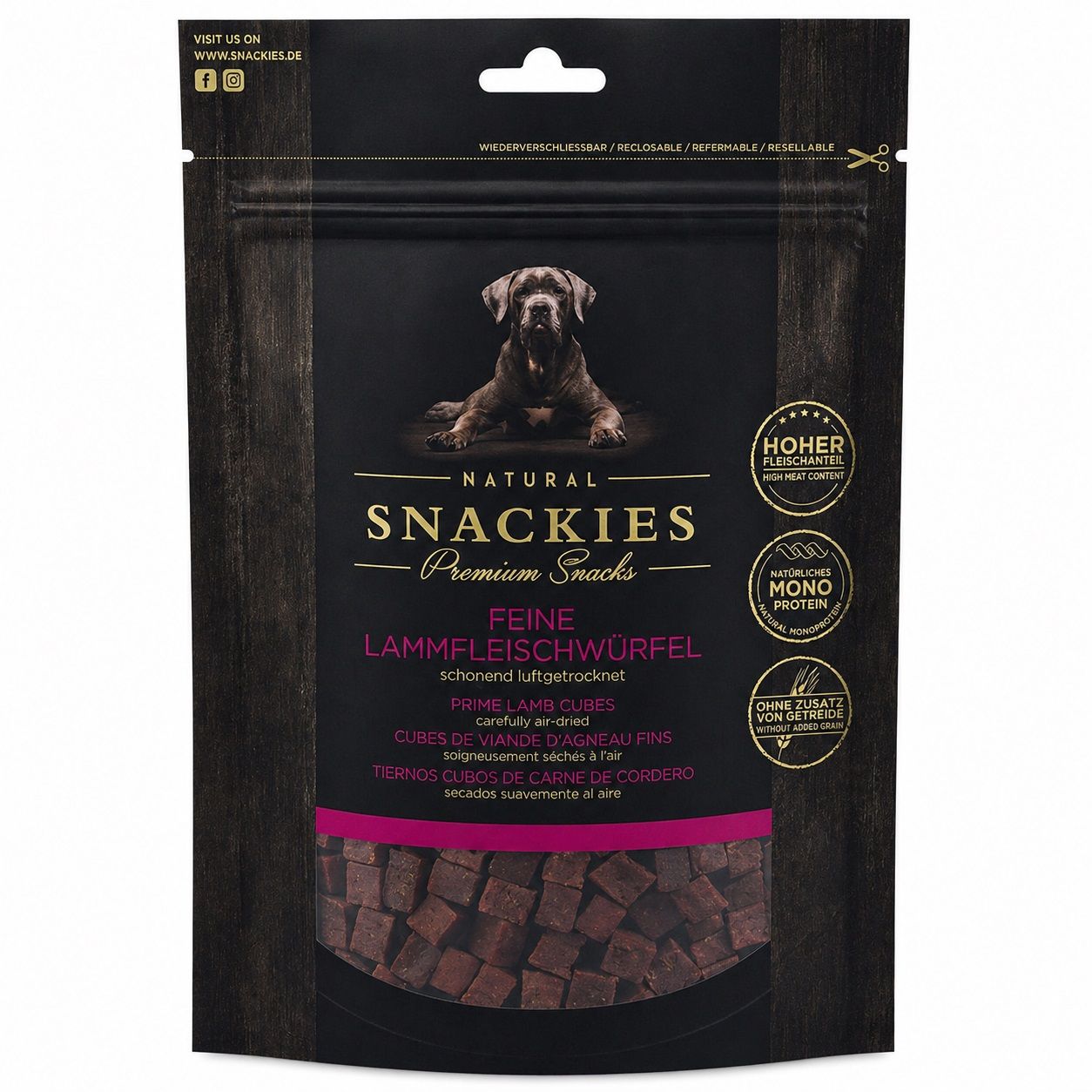SNACKIES Feine Lammfleischwürfel - Single-Protein Snack für Hunde