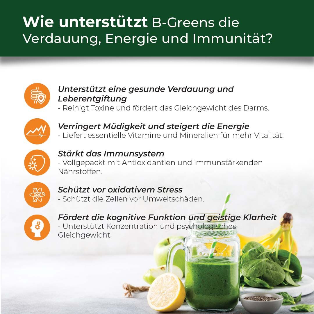 Grüner Smoothie in einem Glas mit Obst und Spinat daneben.