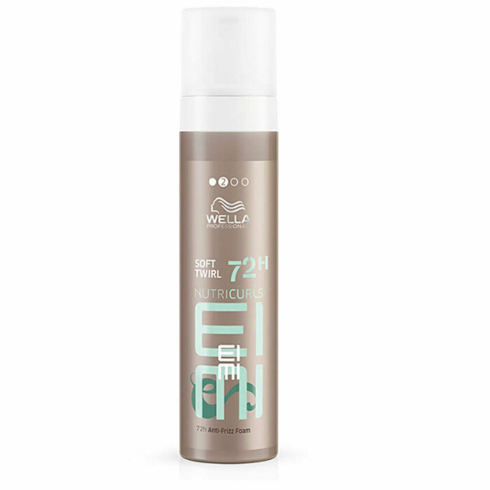 Wella Eimi Nutricurls Soft Twirl. Braune Flasche mit weißem Deckel. Text: Soft Twirl, 72H, Eimi.