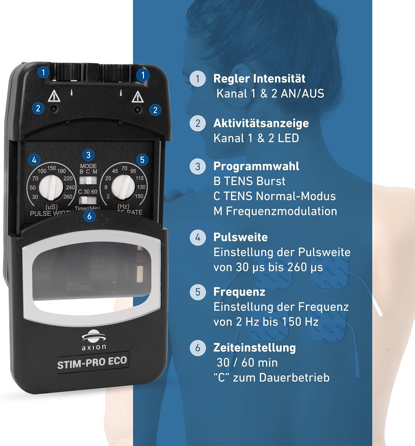 axion® STIM-PRO ECO TENS-Gerät zur Schmerztherapie