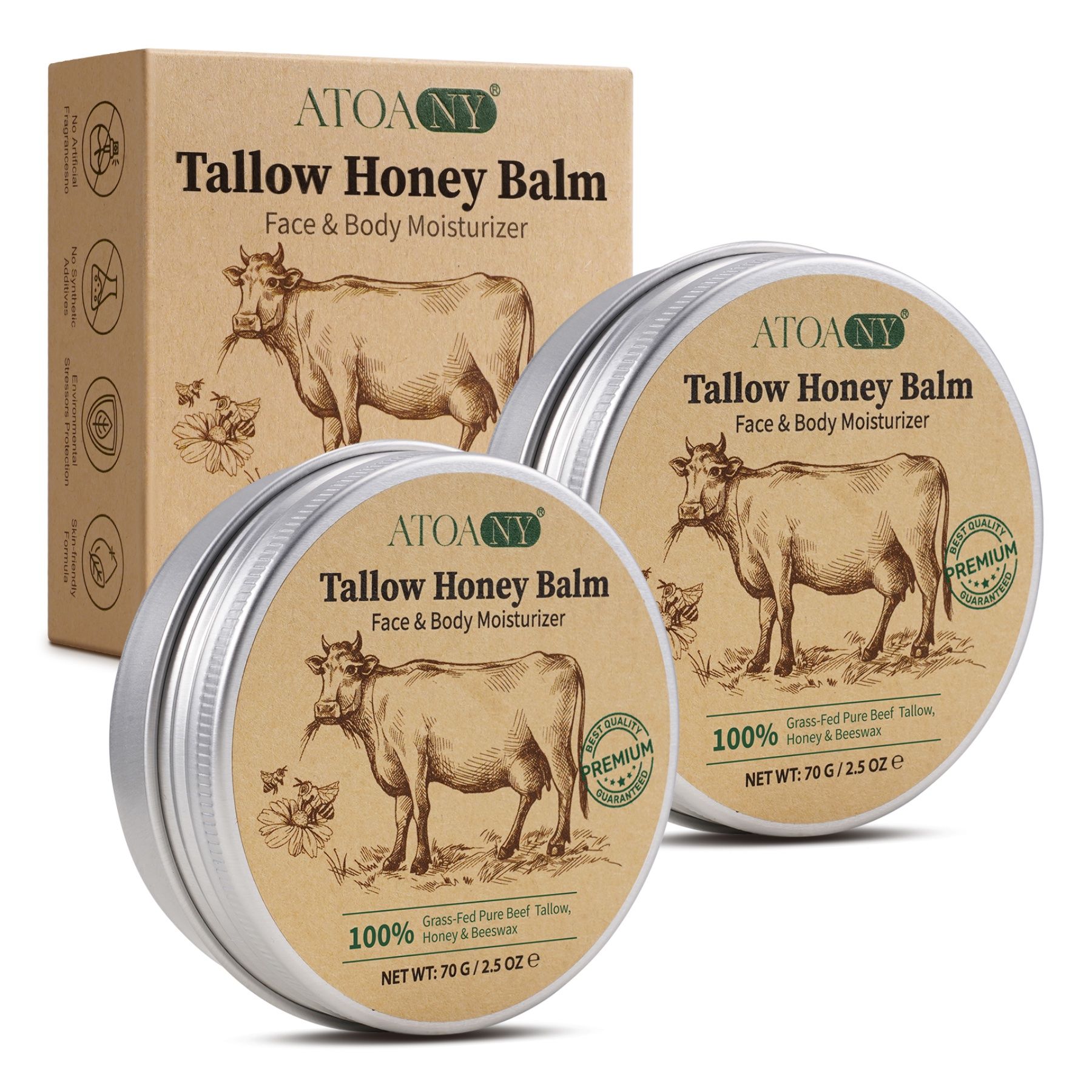 P-beauty Tagescreme Beef Tallow Honey Balm Rindertalg Honig Bienenwachs