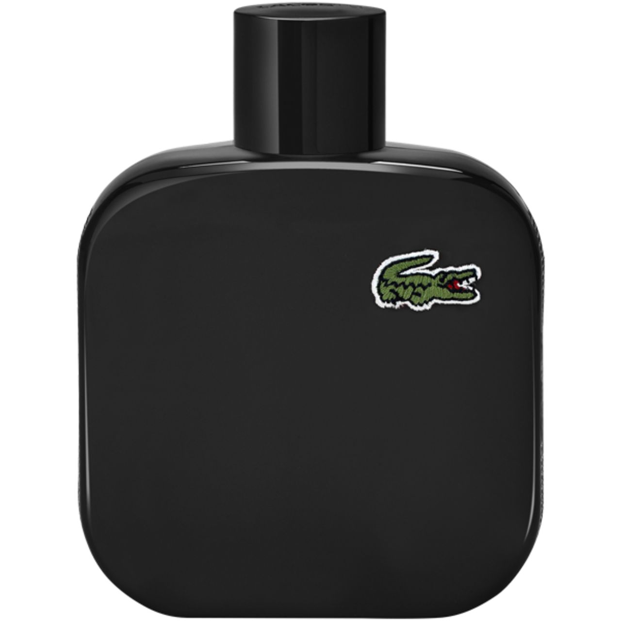 Schwarze Verpackung. Lacoste-Logo mit Krokodil. Text: Eau de Lacoste L.12.12 Noir - Intense. Eau de Toilette.