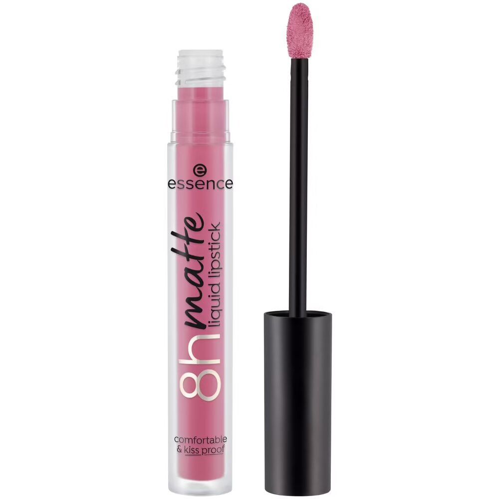 Flüssiger Lippenstift in rosa. Aufschrift: 8h matte liquid lipstick, comfortable & kiss proof. Mit Applikator.