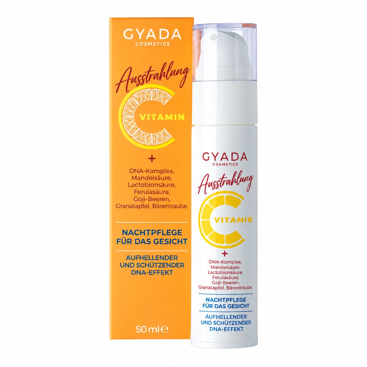 Gyada Cosmetics Ausstrahlung Vitamin C Nachtpflege für das Gesicht, 50ml.