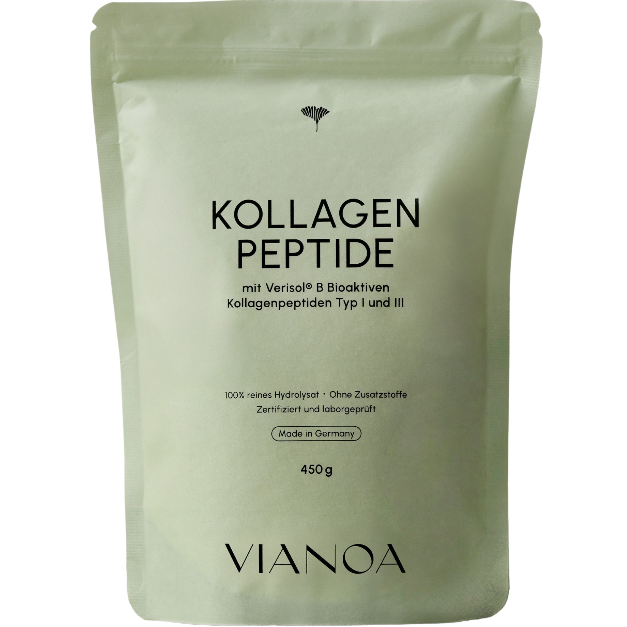 VIANOA Kollagen Peptide Beutel, 450g. Enthält Verisol B. Hergestellt in Deutschland.
