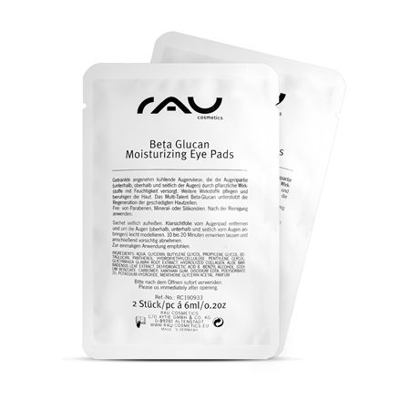RAU Cosmetics Beta Glucan Moisturizing Eye Pads (8 Paar) mit Panthenol & Aloe Vera