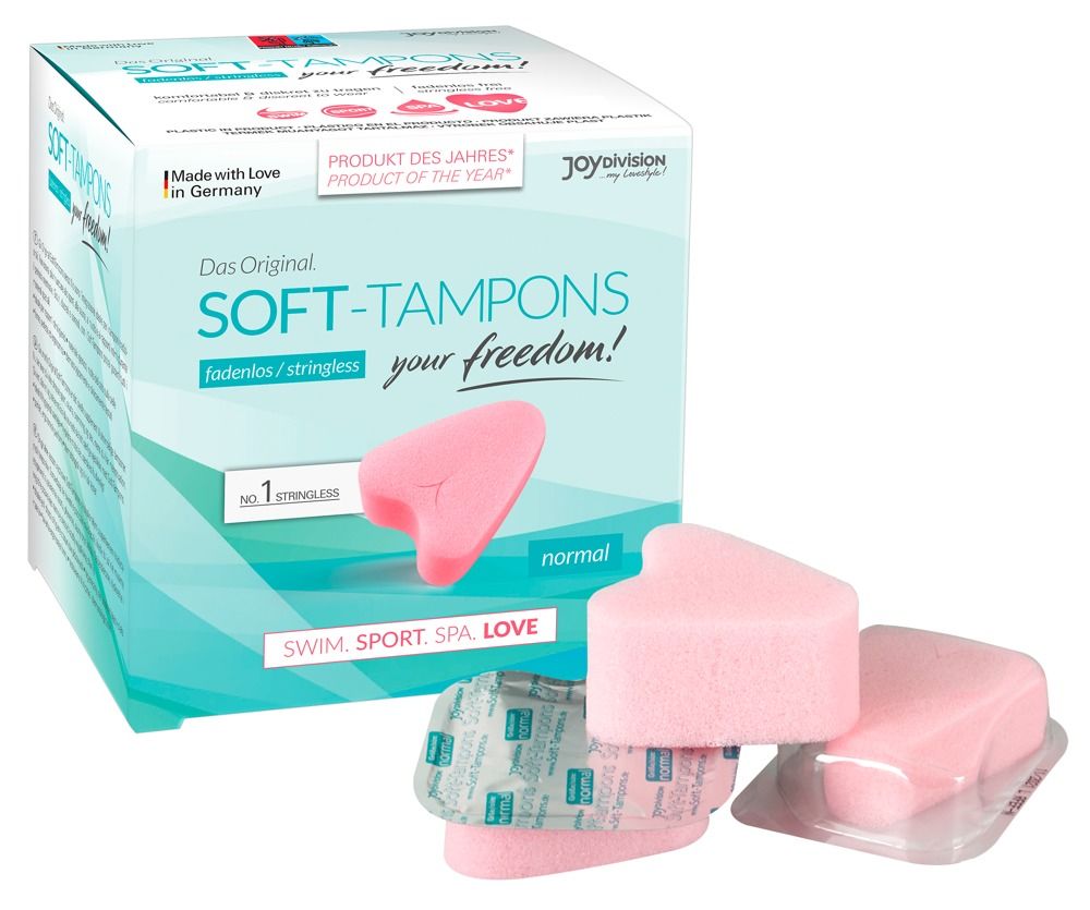 Rosa, herzförmiger Soft-Tampon. Sichtbare Einkerbung. Keine Fäden. Produktmerkmal: normal.