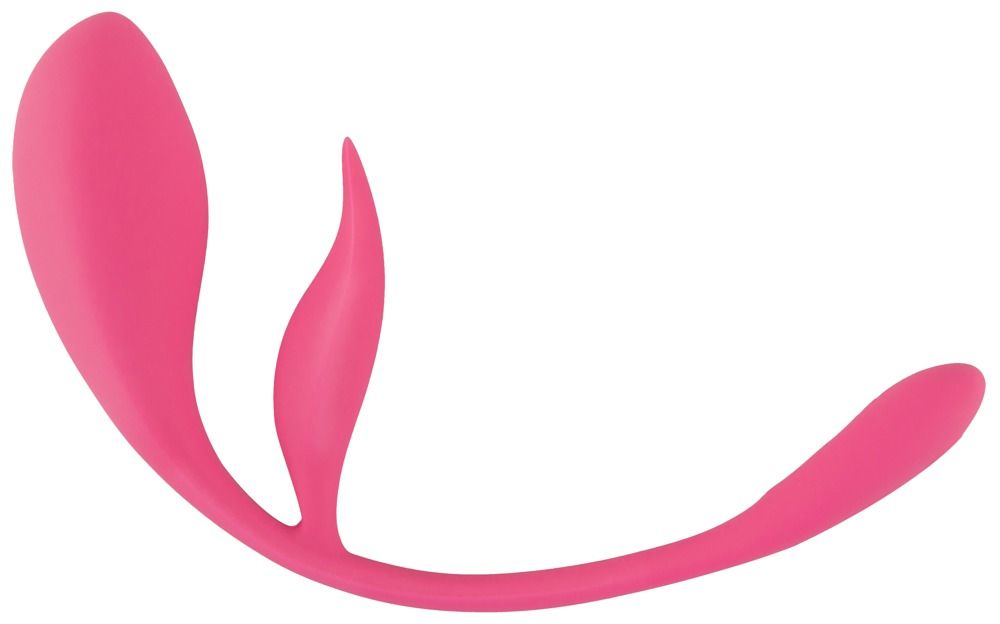 Rosa Wellness-Produkt mit zwei gebogenen Armen und einem zentralen Element. Glatte Oberfläche, abgerundete Formen.