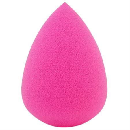 Eine tropfenförmige, pinke Make-up-Schminkquaste aus Schaumstoff.