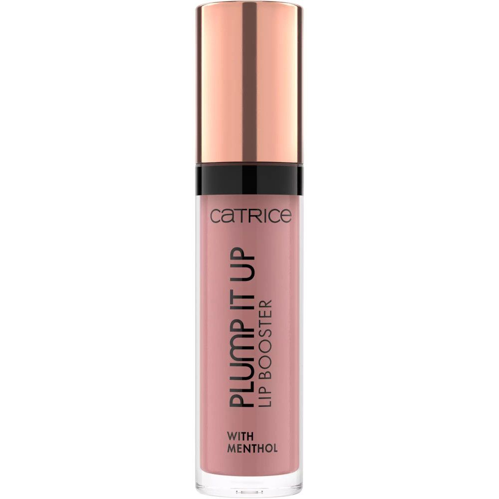 Lipgloss-Tube. Aufschrift: PLUMP IT UP LIP BOOSTER, WITH MENTHOL. Marke: CATRICE.