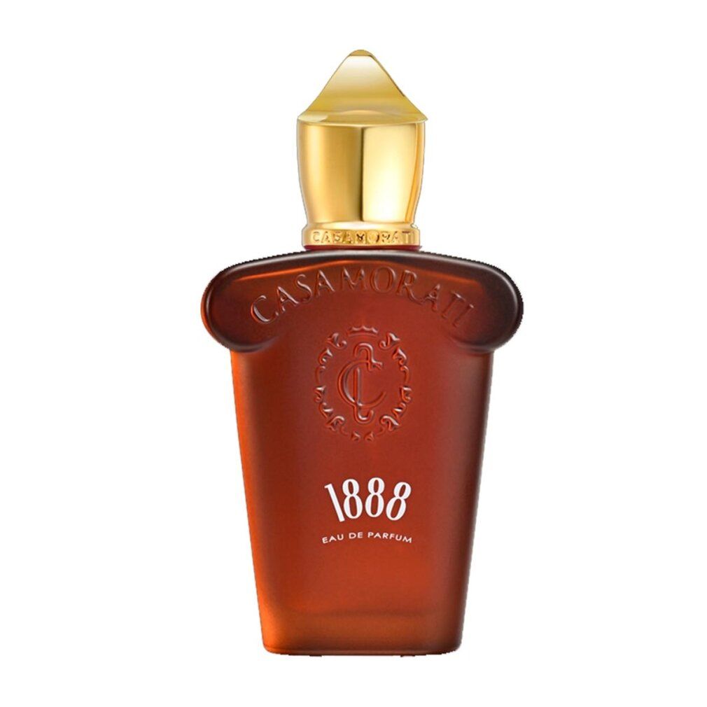 Brauner Flakon mit goldfarbenem Verschluss. Aufschrift "1888 Eau de Parfum".