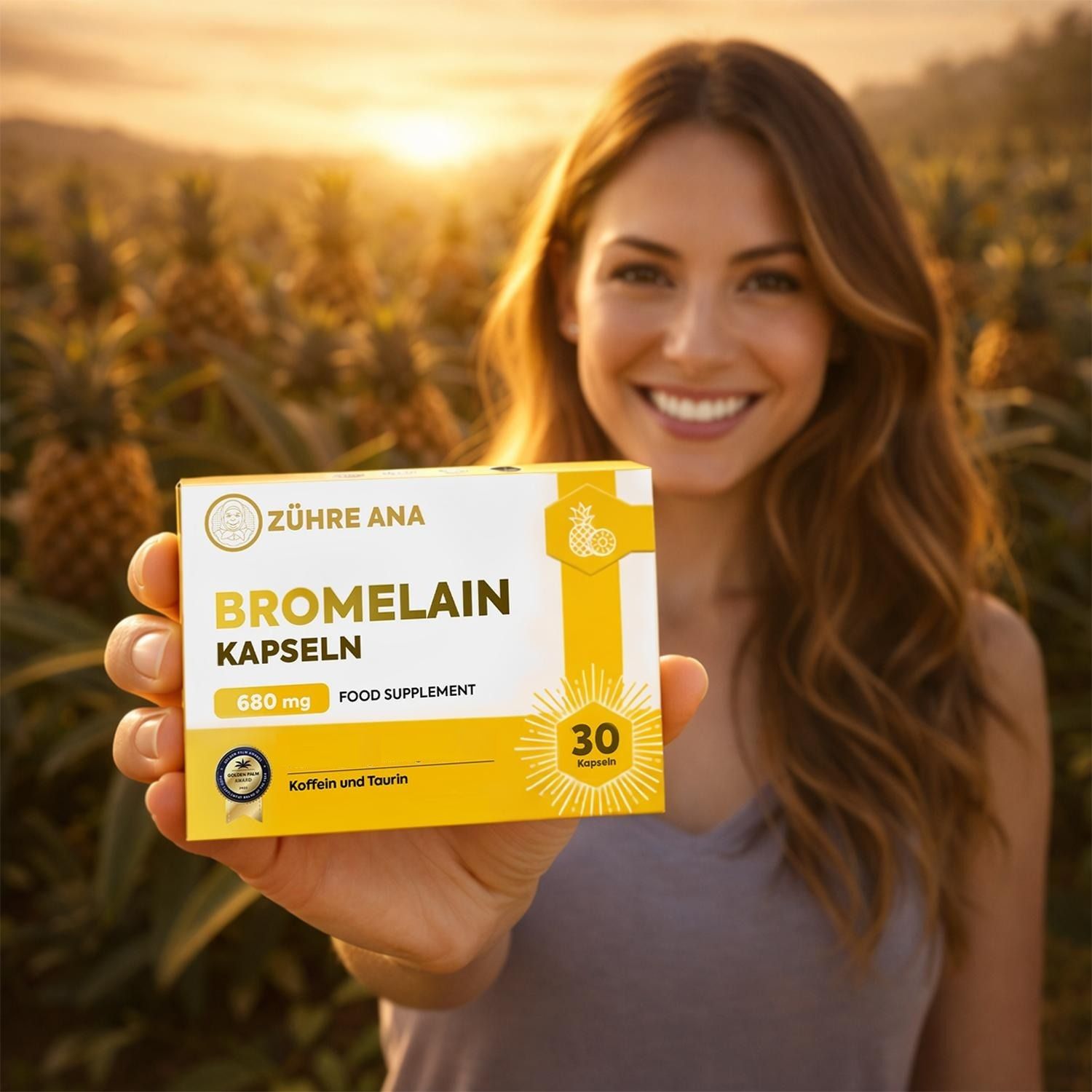 Verpackung mit Bromelain Kapseln, 680 mg, 30 Kapseln, Zühre Ana.
