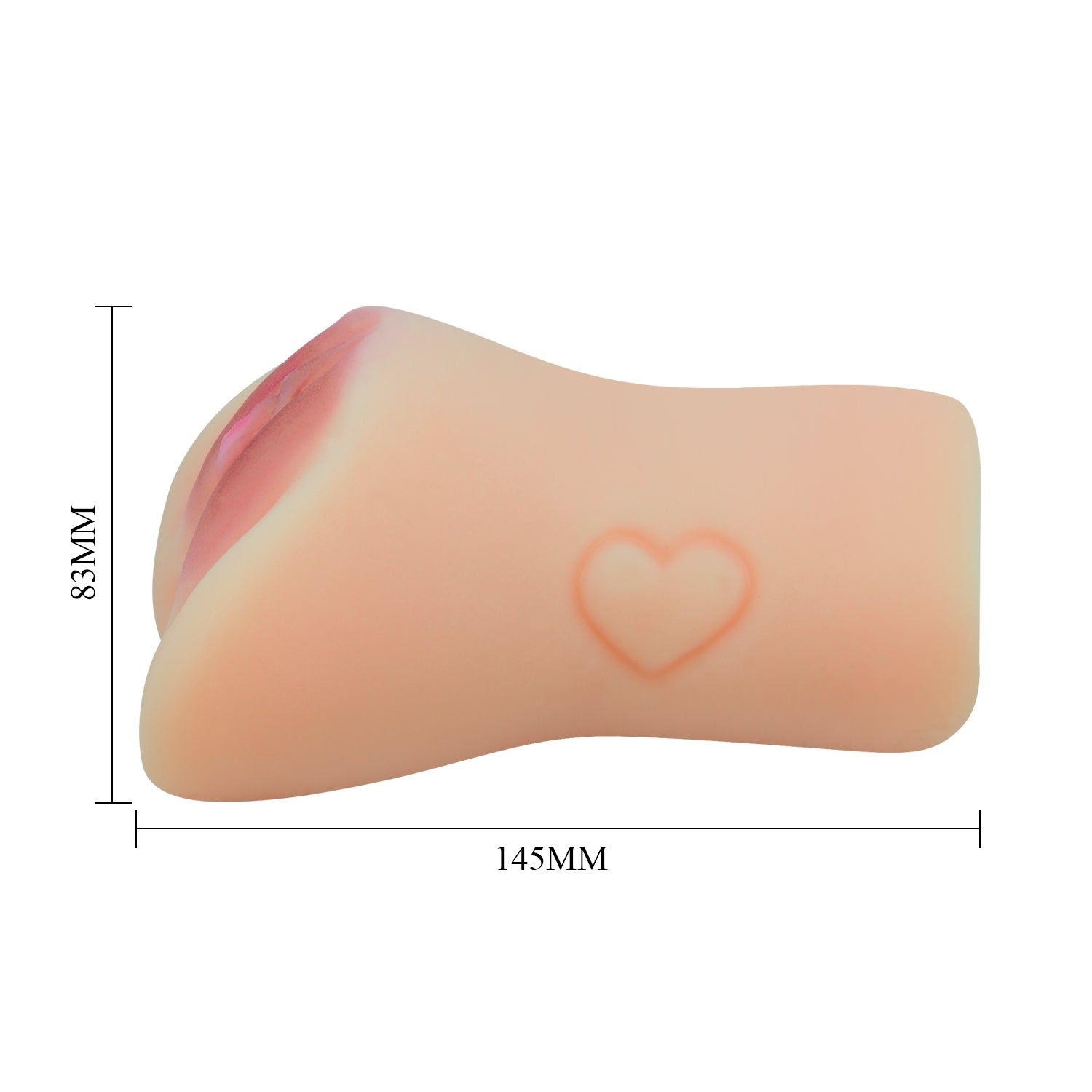 Masturbator, seitliche Ansicht mit Größenangaben: 145mm x 83mm.