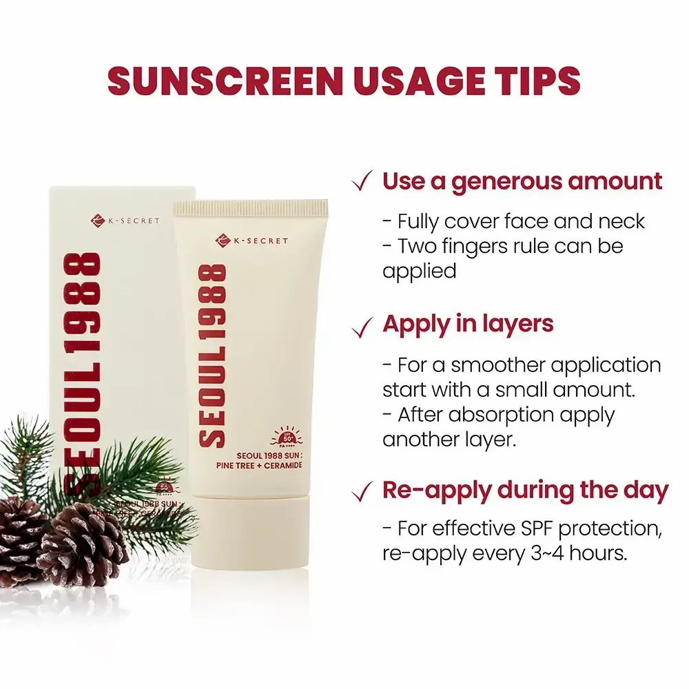 Infografik mit Anwendungstipps für Sonnenschutz. Produkt-Tube und Verpackung im Hintergrund.