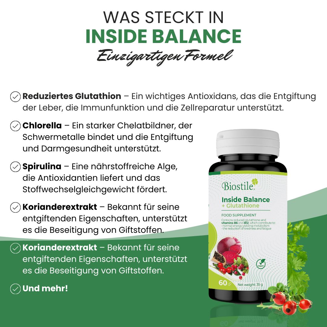Biostile Inside Balance Nahrungsergänzungsmittel-Flasche mit 60 Kapseln.
