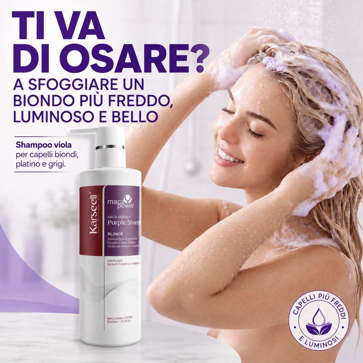 KARSEELL Violett-Shampoo Gegen Gelbstich für Blondes Graues und Weißes Haar