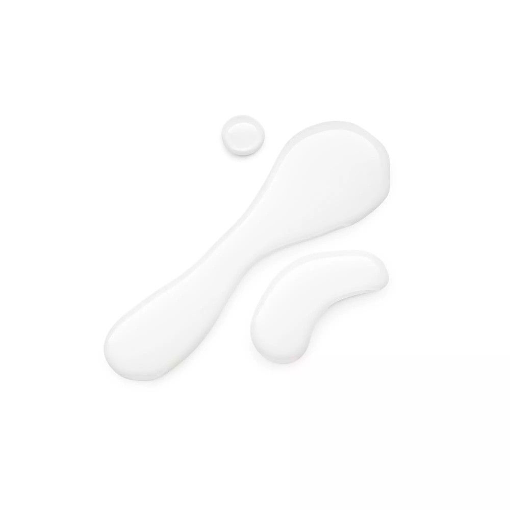 Aufhellender Unterlack in Tropfenform. Drei weiße Flüssigkeitstropfen auf weißem Hintergrund.