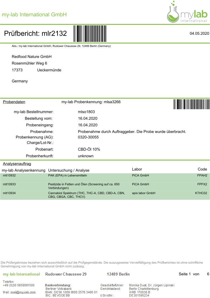 Redfood® CBD ÖL 10% - 30 ml