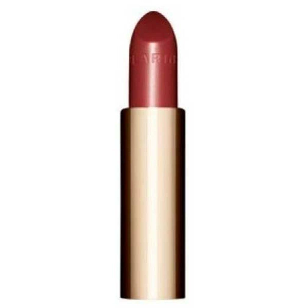 Lippenstift mit goldfarbener Hülse. Der Lippenstift ist rotbraun. Der Schriftzug "CLARINS" ist auf dem Lippenstift zu sehen.