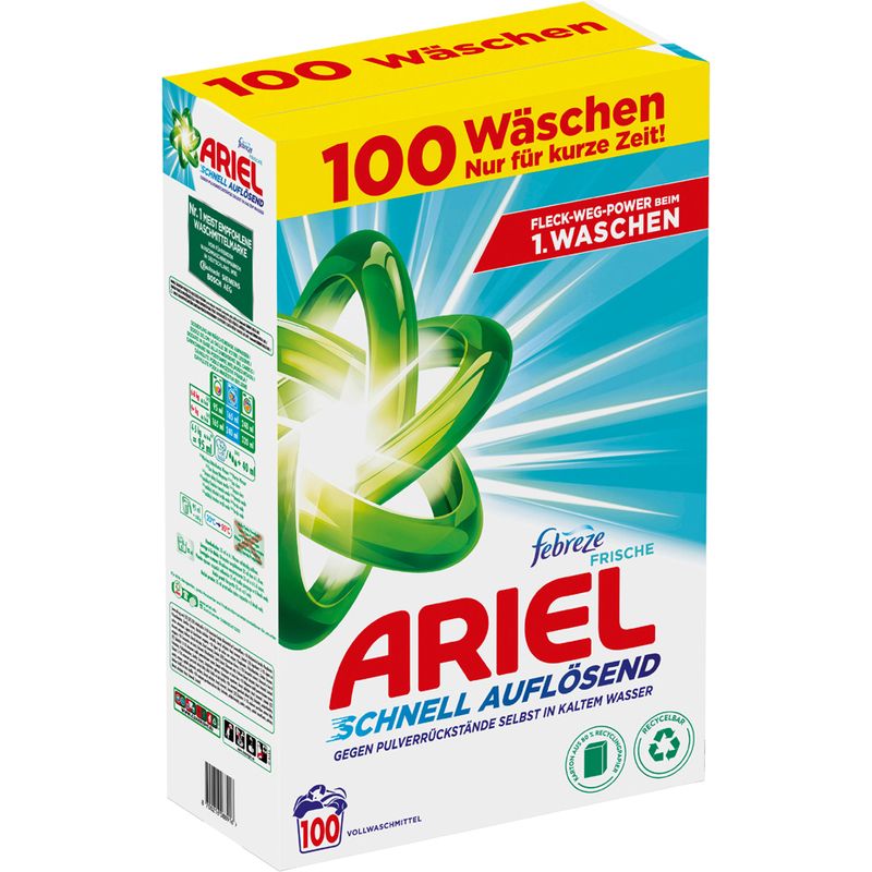 Ariel Pulver Waschmittel Waschpulver Febreze 100WL