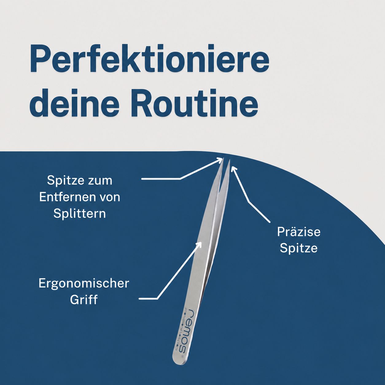 REMOS Pinzette mit ergonomischem Griff und präziser Spitze zum Entfernen von Splittern.