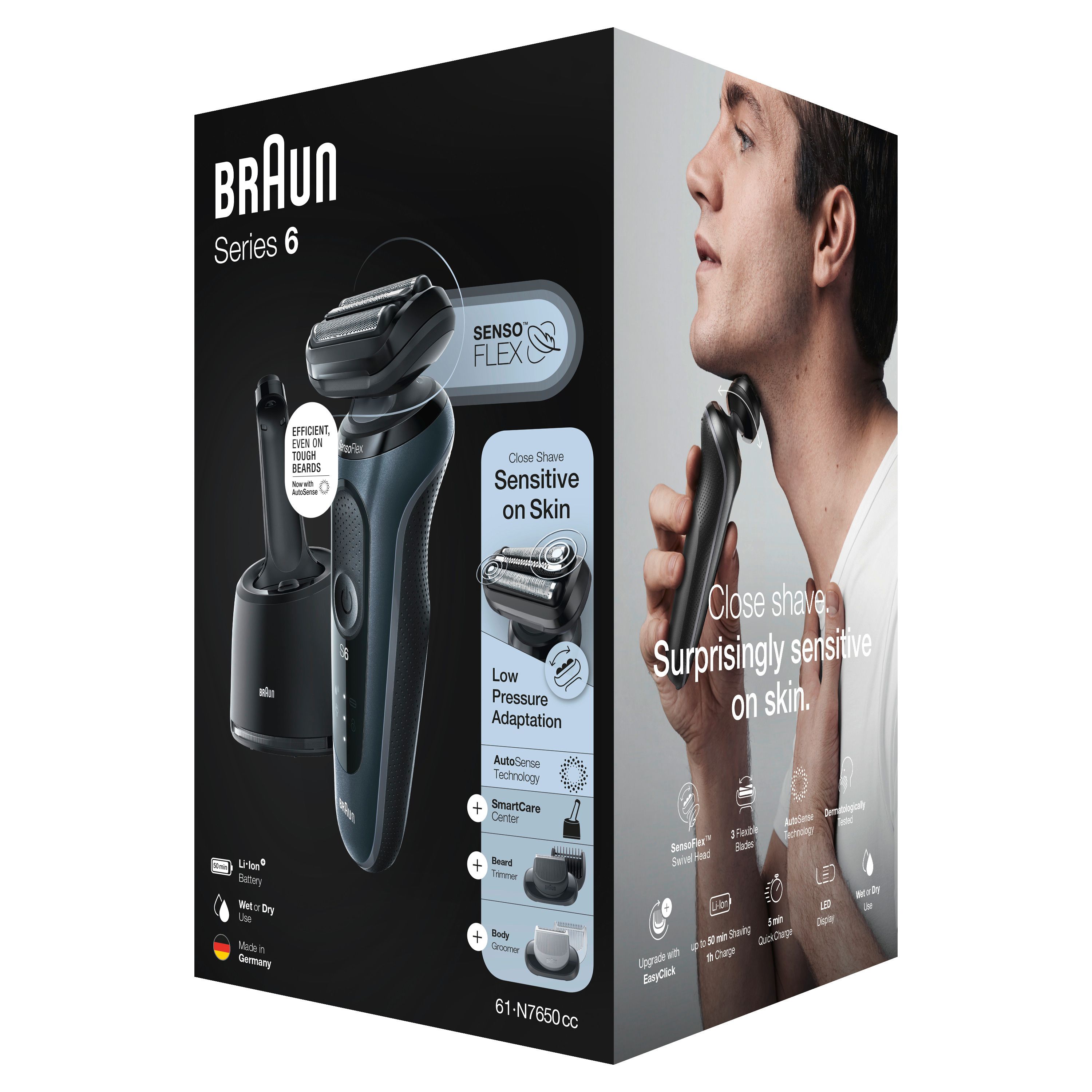 Braun - Elektrischer Rasierer für Männer "Series 6 61-N7650cc" in Schwarz