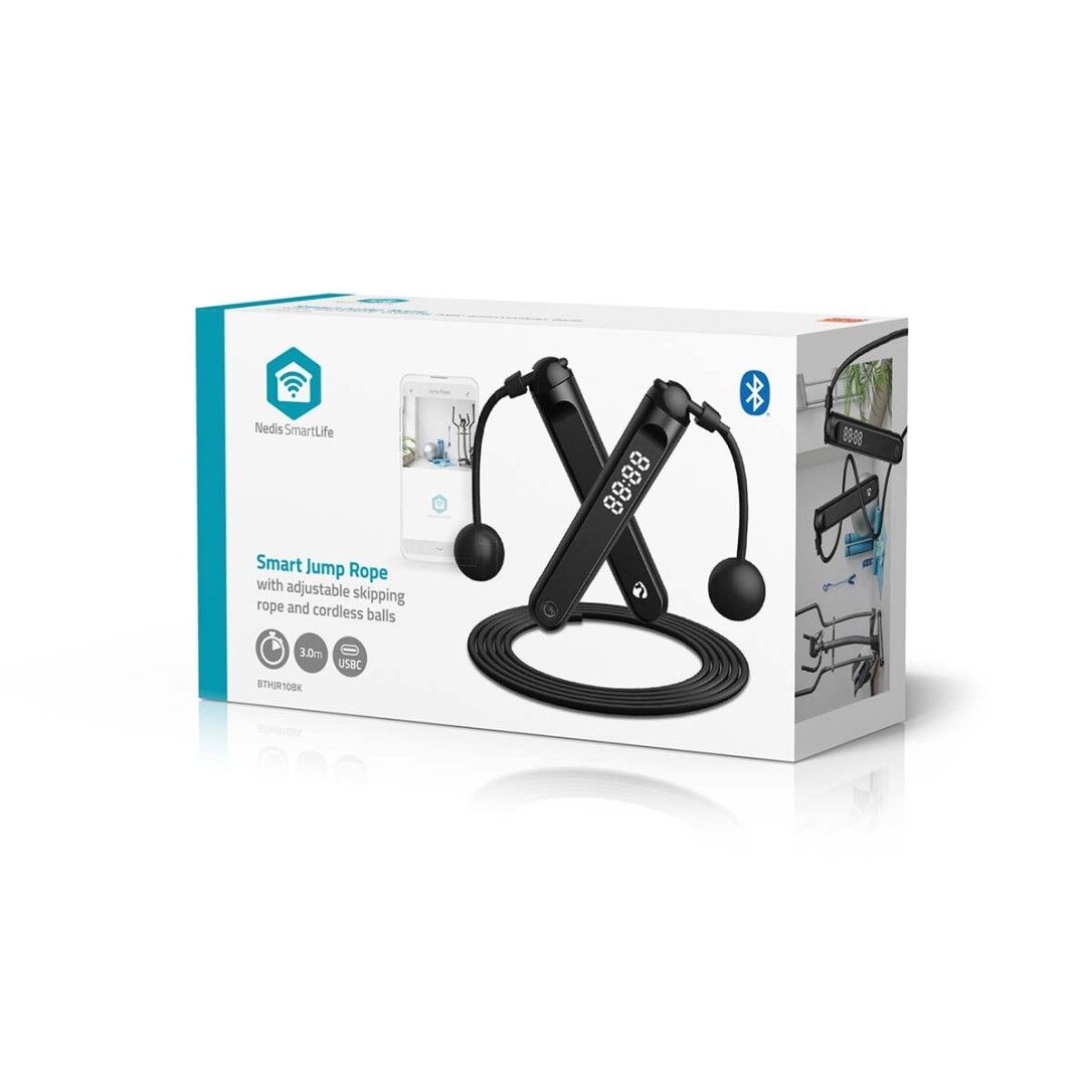 Nedis SmartLife Springseil / Bluetooth® / Dual Hall sensor / LED-Anzeige / PVC / 3.00 m / Akku-Bäl