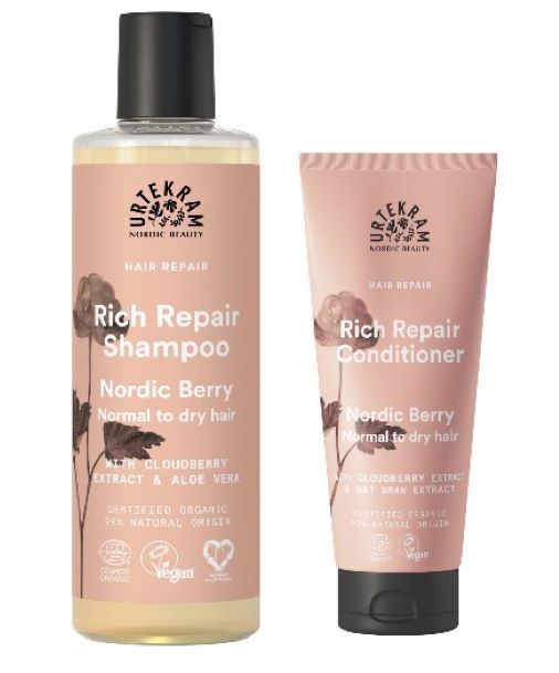 Urtekram Haar Shampoo und Conditioner Set Nordic Berry für geschädigtes Haar