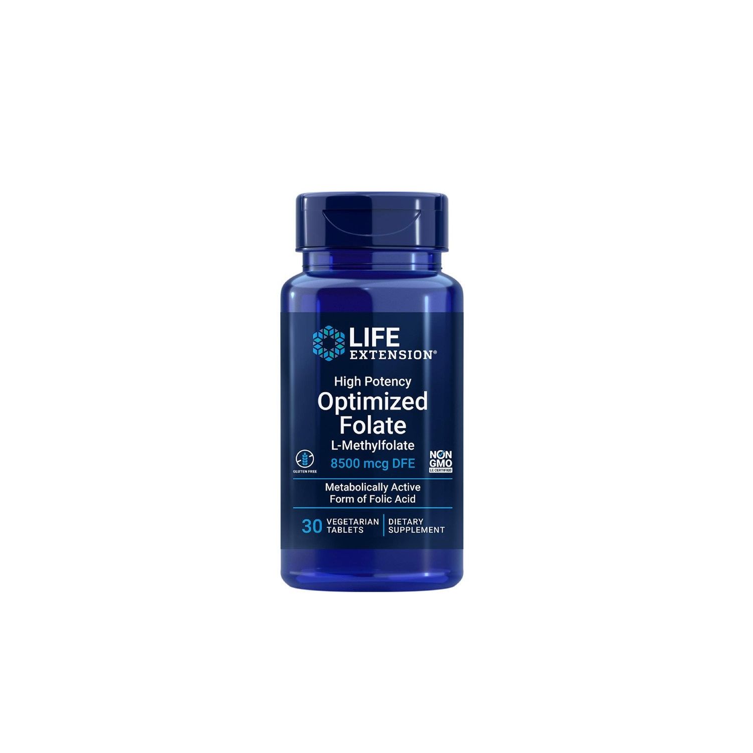 Life Extension Hochdosiertes optimiertes Folat Flasche, 30 vegetarische Tabletten.