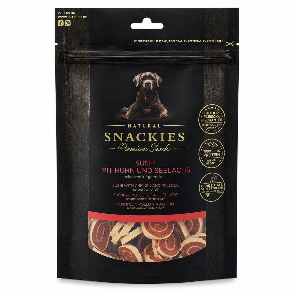 SNACKIES Sushi mit Huhn & Seelachs - Fisch Snack für Hunde