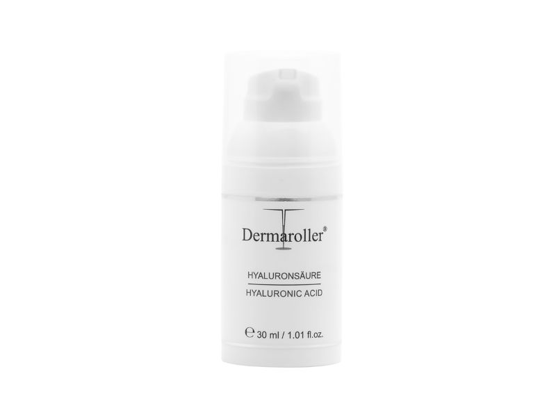 Weiße Spenderflasche mit Hyaluronsäure, 30 ml.