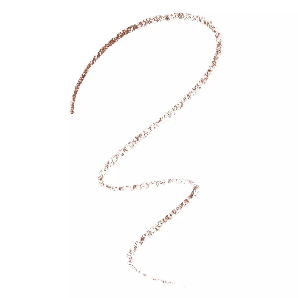 Braune Linie, von Augenbrauenstift gezeichnet. Auf weißem Hintergrund.