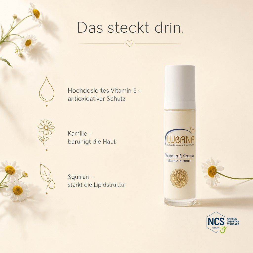 Lubana Vitamin E Creme mit Kamille und Bisabolol.
