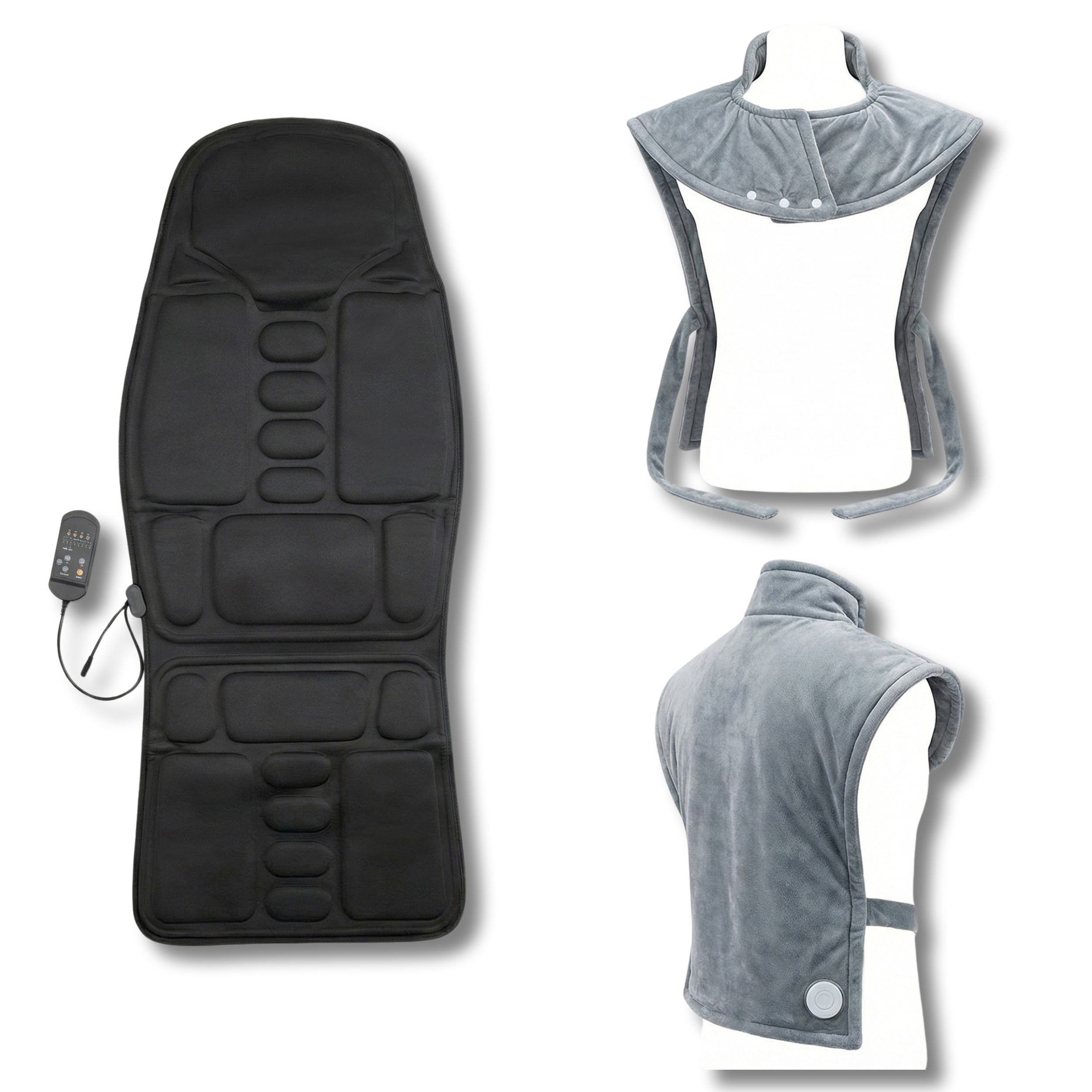 Homeoffice-Set mit Wärme & Massage – Beheizter Schal + Massagesitz