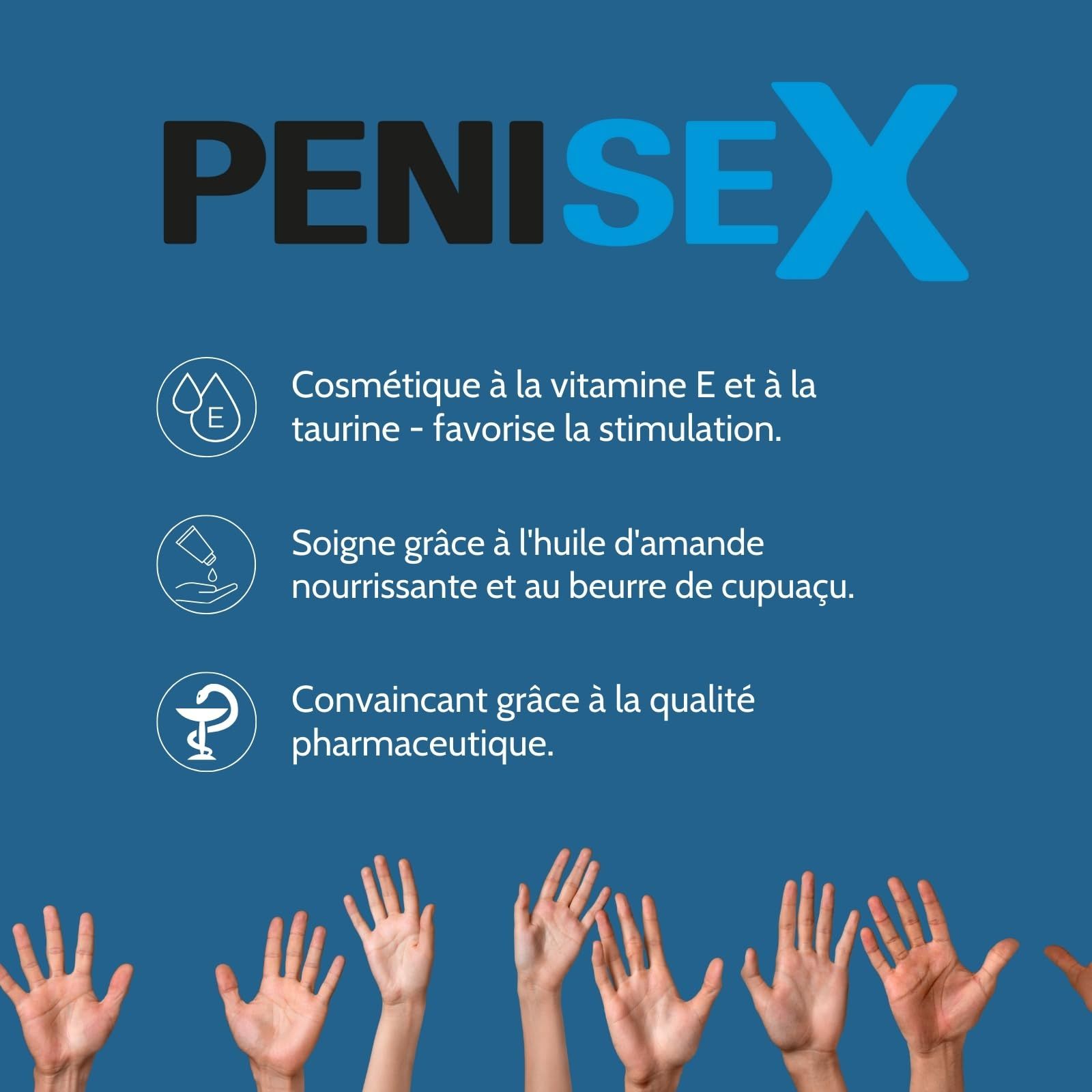Rückseite der JOYDIVISION PENISEX Creme-Verpackung mit Hinweisen zu Inhaltsstoffen und Qualität.