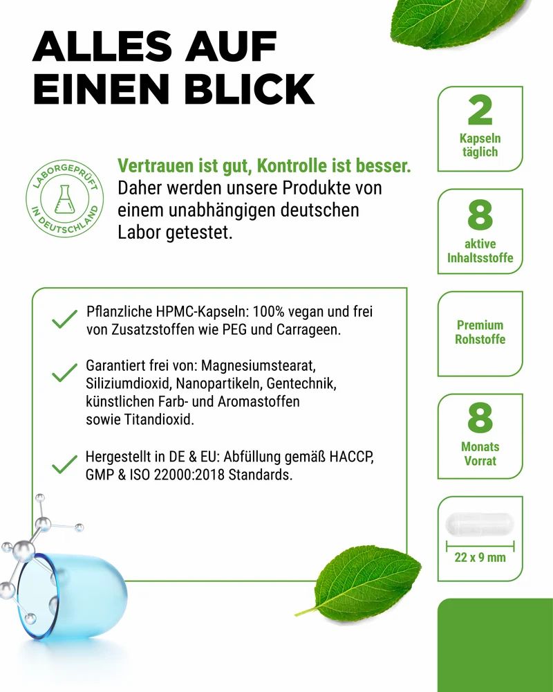 Vit4ever Hyaluron + Kollagen Komplex: Laborgeprüft in Deutschland, 8 Monate Vorrat, 2 Kapseln täglich.